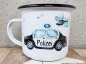 Preview: Emailletasse Emaille-Tasse Tasse Polizei - Polizist - Polizeiauto Emaille zweiseitig mit verschiedenem Motiv bedruckt