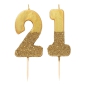 Preview: Talking Tables - Wir lieben Geburtstage - Tortenkerze "2" - gold Glitter