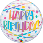 Preview: XL Ballon -  Bubble - Happy Birthday - buntes Konfetti und Luftschlangen - 56 cm