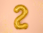 Preview: Folienballon - "2" - gold - metallic - 35 cm