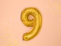 Preview: Folienballon - "9" - gold - metallic - 35 cm