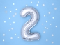 Preview: Folienballon - "2" - silber- metallic - 35 cm