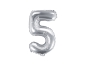 Preview: Folienballon - "5" - silber- metallic - 35 cm