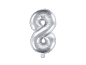 Preview: Folienballon - "8" - silber- metallic - 35 cm