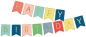 Preview: Buchstabengirlande "Happy Birthday" bunt/gold 15 x 175 cm