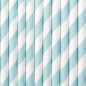 Preview: 10 Strohhalme - Papier - weiß - hellblau - gestreift - 19,5 cm