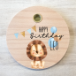 Preview: Personalisierter Geburtstagsteller Kerzenhalter Löwe Safari hochwertig bedruckt
