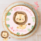 Preview: Tortenaufleger Tortenbild Zuckerbild süßer Löwe Kuchenbild für Mädchen Personalisiert