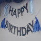 Preview: Ginger Ray - Blaue Happy Birthday Buchstabengirlande mit Quasten
