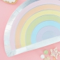 Preview: Ginger Ray - 8 Pastellfarbene und schillernde Regenbogen Pappteller
