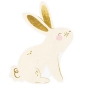 Preview: 20 Servietten - Süßer weißer Hase mit goldenen Ohren - 15 cm