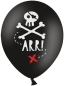 Preview: Latexballon - "ARR" Pirat - Totenschädel - schwarz - weiß - 30 cm