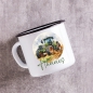Preview: Emaille Tasse zweiseitig hochwertig bedruckt Tasse Becher Traktor Trecker Bauernhof - Personalisiert