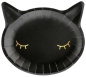 Preview: 6 Pappteller - Halloween - schwarze Katze mit goldenen Wimpern - 22 x 20 cm