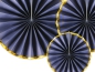Preview: 3 Deko - Rosetten - Dekofächer - dunkelblau mit Goldrand