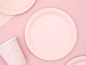 Preview: 6 - Pappteller - rosa - mit goldenen Punkten - 18 cm