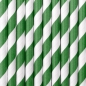 Preview: 10 Strohhalme - Papier - weiß - dunkelgrün - gestreift - 19,5 cm