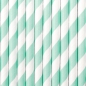 Preview: 10 Strohhalme - Papier - weiß - himmelblau - gestreift - 19,5 cm