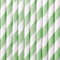 Preview: 10 Strohhalme - Papier - weiß - mintgrün - gestreift - 19,5 cm
