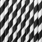 Preview: 10 Strohhalme - Papier - weiß - schwarz - gestreift - 19,5 cm