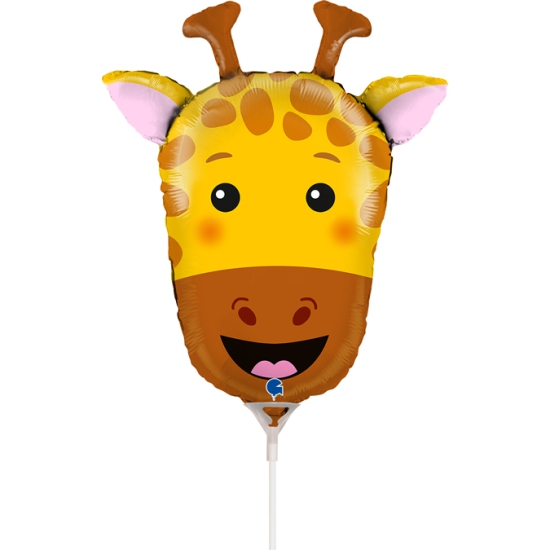 Folienballon am Stab - luftgefüllt - lustige Giraffe - 35 cm