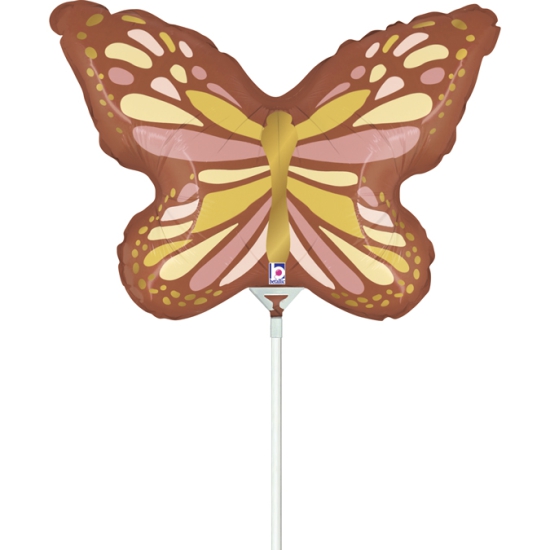 Folienballon am Stab - luftgefüllt - Boho - Schmetterling - 35 cm