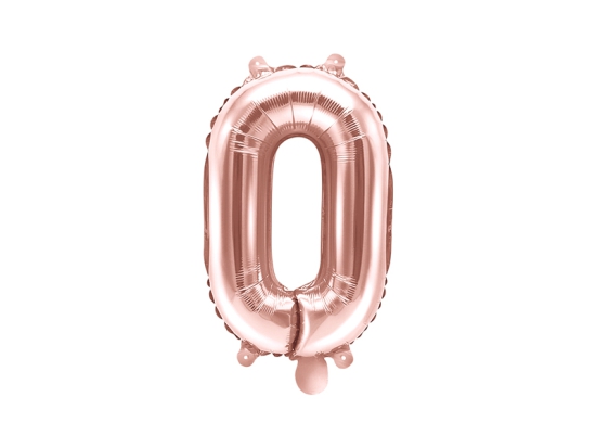 Folienballon - "0" - roségold - metallic - 35 cm