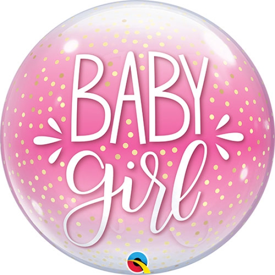 Folienballon - Bubble - transparent - "Baby Girl" - 56 cm