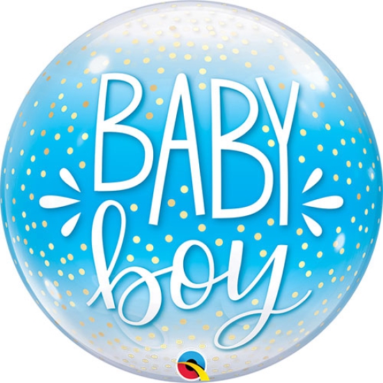 Folienballon - Bubble - transparent - "Baby Boy" - 56 cm