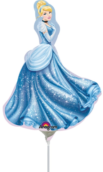 Folienballon am Stab - luftgefüllt - Disney Princess - Cinderella