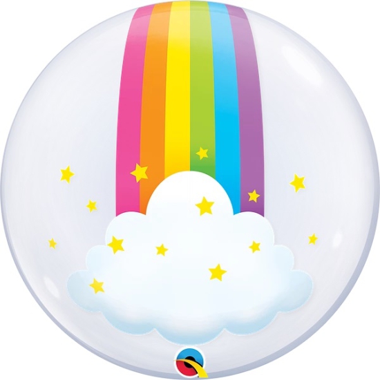 XL Ballon - Bubble - Regenbogen mit Wolken - 61 cm