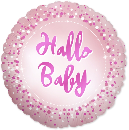Folienballon -  Hallo Baby - Rund - 46 cm - Pink