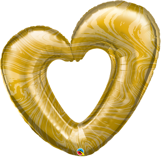 XL Folienballon - Offenes Herz - Marmor gold - 107 cm