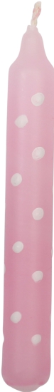 Ahrens - Handbemalte Kerze - rosa mit weißen Punkten