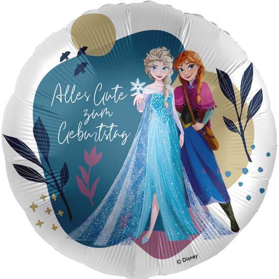 Folienballon - Ein Geburtstag mit Anna und Elsa - Frozen - Die Eiskönigin - Rund - 43 cm