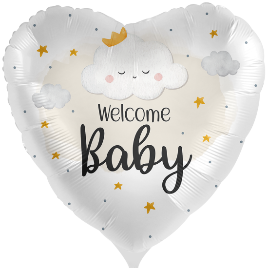 Folienballon - Geburt - Welcome Baby - süße Wolke - Herz - 43 cm