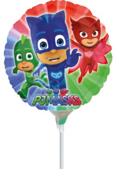 Folienballon am Stab - luftgefüllt - PJ Masks - Pyjamahelden - 23 cm