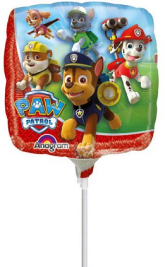 Folienballon am Stab - luftgefüllt -  Paw Patrol - 23 cm