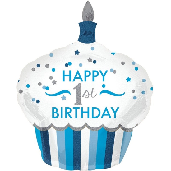 XXL Folienballon Glitzer Cupcake 1st Birthday 73 x 91 cm