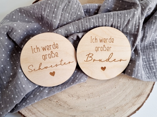 Meilenstein Karten Schilder aus Holz Ich werde große Schwester - großer Bruder