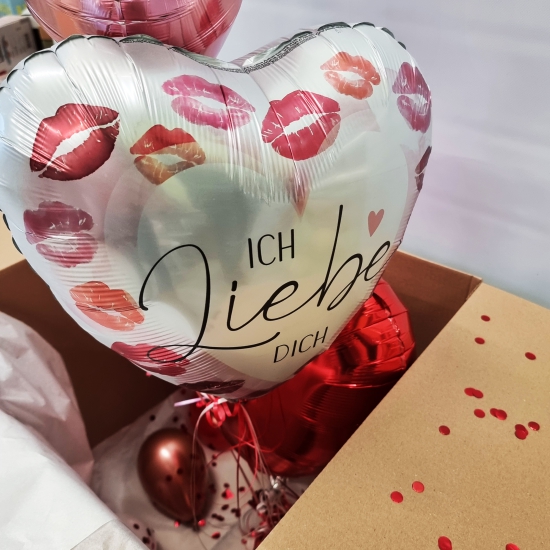 Ballon im Karton - Valentinstags Set - Ich Liebe Dich - 3-tlg