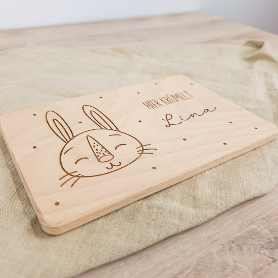 Schneidebrett, Frühstücksbrett, Personalisiert Hase Bunny Woodland