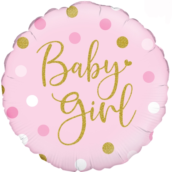 Folienballon - "Baby Girl" - Strahlende Punkte - 45,7 cm
