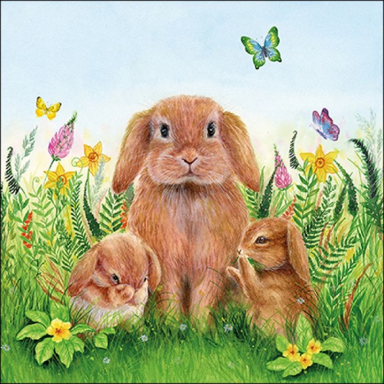 20 Servietten - Osterhase - Hasenfamilie - FSC MIX - 33 x 33 cm