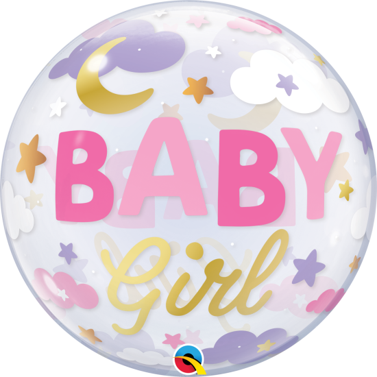 Folienballon - Bubble - Tranparent - Baby Girl - 56 cm