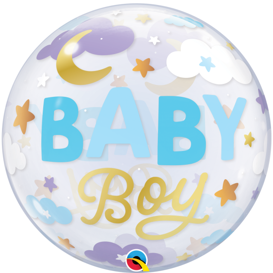 Folienballon - Bubble - Tranparent - Baby Boy - 56 cm