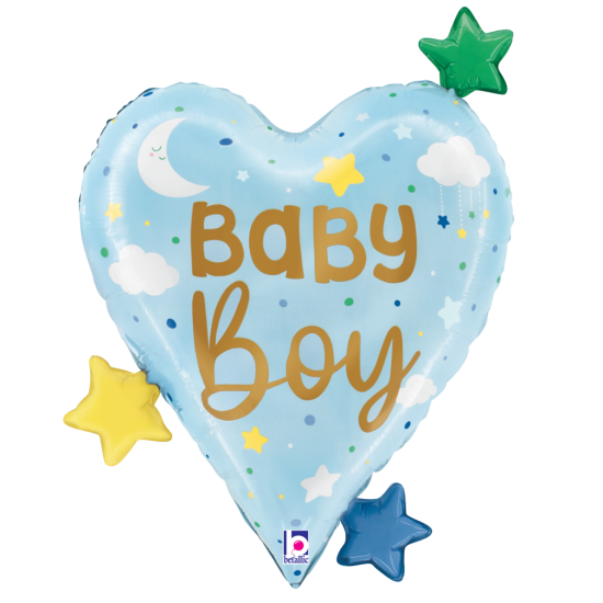 XL Folienballon - Geburt - Baby Boy - Herz - Blau - 64 cm