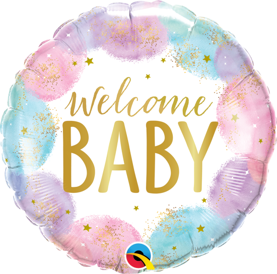 Folienballon - Hello Baby - Wasserfarben - 46 cm