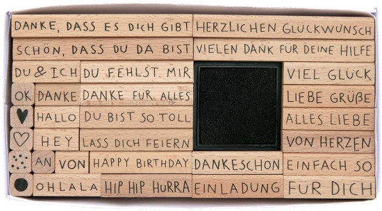 Rico Design Paper Poetry XL Stempelset Texte Deutsch 31-teilig