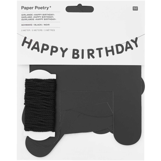 Rico Design - Paper Poetry Girlande Happy Birthday 5m - Schwarz